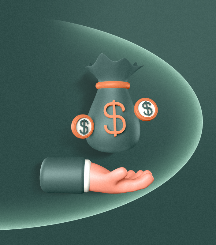 Hand holding a bag of money, representing contingency-fee representation