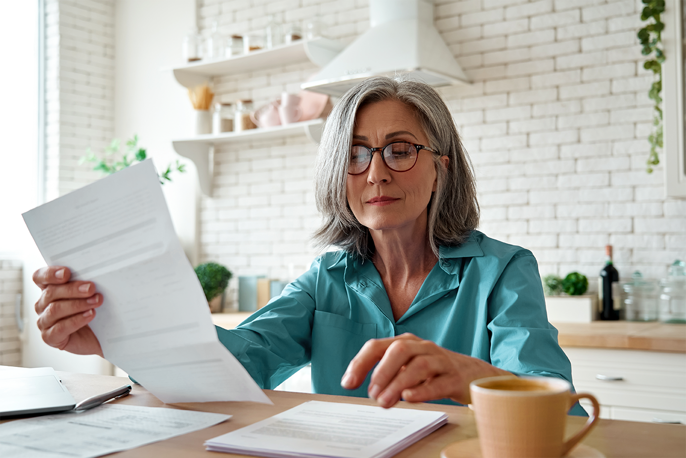 Person reviewing documents